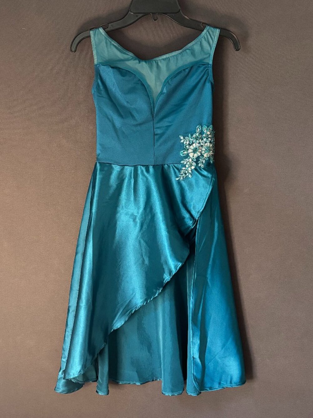 Weissman Teal Charmeuse Cutaway Lyrical Dance Costume Dress MC